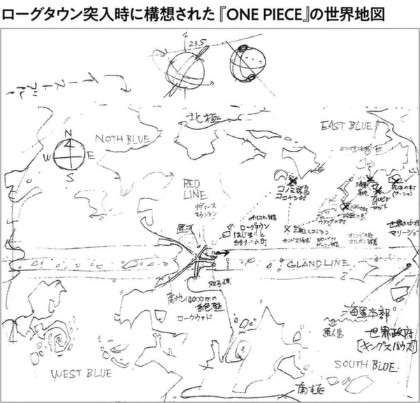 Map of Grand line, Red line and East Blue - One Piece