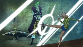 Bartolomeo impedindo a tentativa de Dellinger para matar Bellamy.