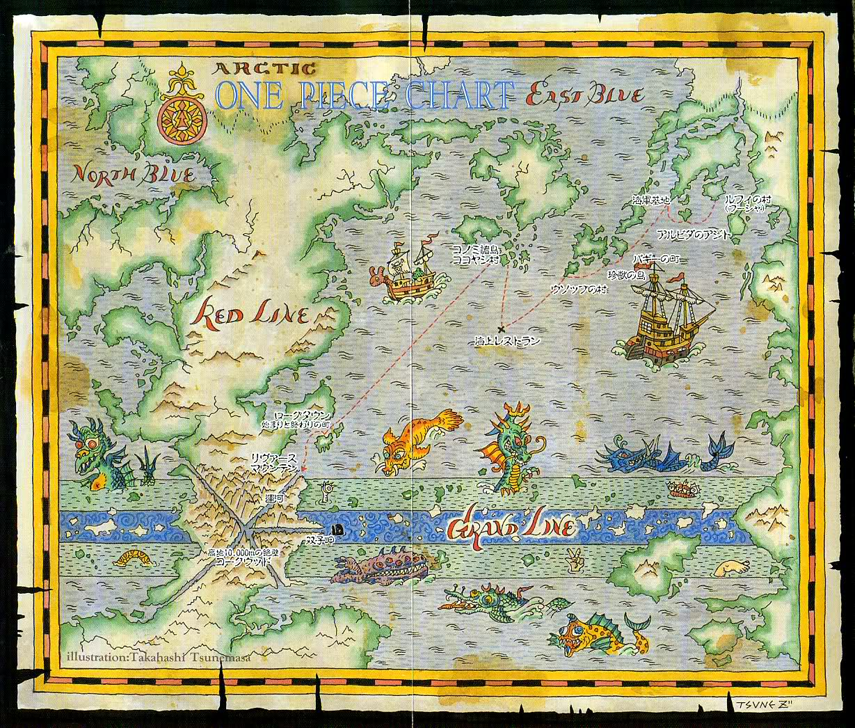 Map with English  One piece world, Piecings, Map