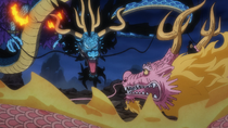 Momonosuke and Kaidou as Dragons Face-to-Face
