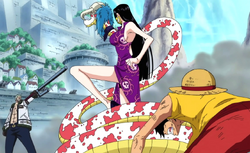 Hancock Protects Luffy from Smoker