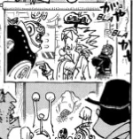 West Blue visionnant l'enregistrement de Vegapunk après la mort de ce dernier.