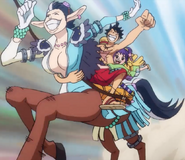 Luffy et Tama galopent sur le dos de Speed