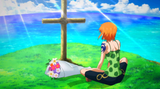 Nami visitando la tumba de Bellemere