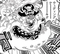 Big Mom terbang di atas Zeus.