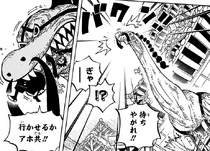 Queen Chomps on Luffy and Zoro