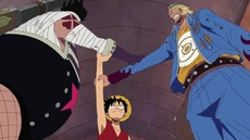 Luffy, Paulie y Zambai forman una alianza.