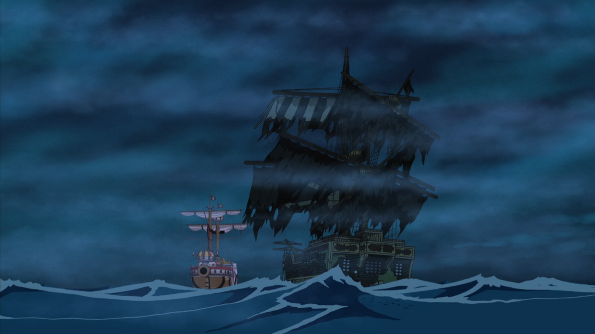 One Piece: Thriller Bark (326-384) The Mysterious Skeleton Floating Through  the Fog! Venture Into the Devil's Sea! - Watch on Crunchyroll