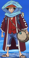 O traje do deserto de Luffy no Arco Alabasta.