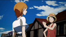 Luffy aliandoze con Nami