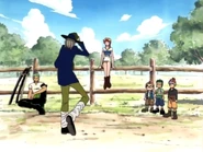 Jango begegnet Nami, Zoro, Tamanegi, Piment und Ninjin.