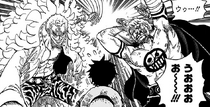 Doflamingo's Black Knight and Bellamy Attack Luffy