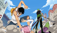 Luffy and Zoro Defeat Koby and Helmeppo