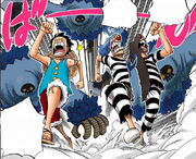 Buggy and Luffy escape