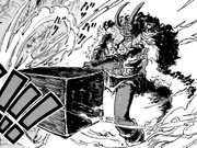 Loki frappe avec son marteau