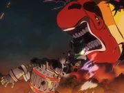 O braço de Emet é arrancado por Peter com uma mordida.