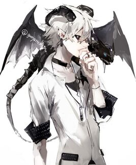 white hair anime guy demon