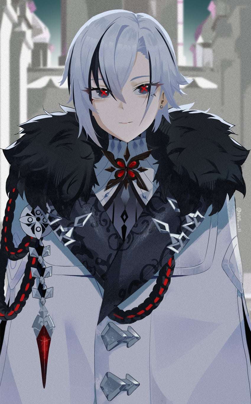 anime vampire boy with white hair