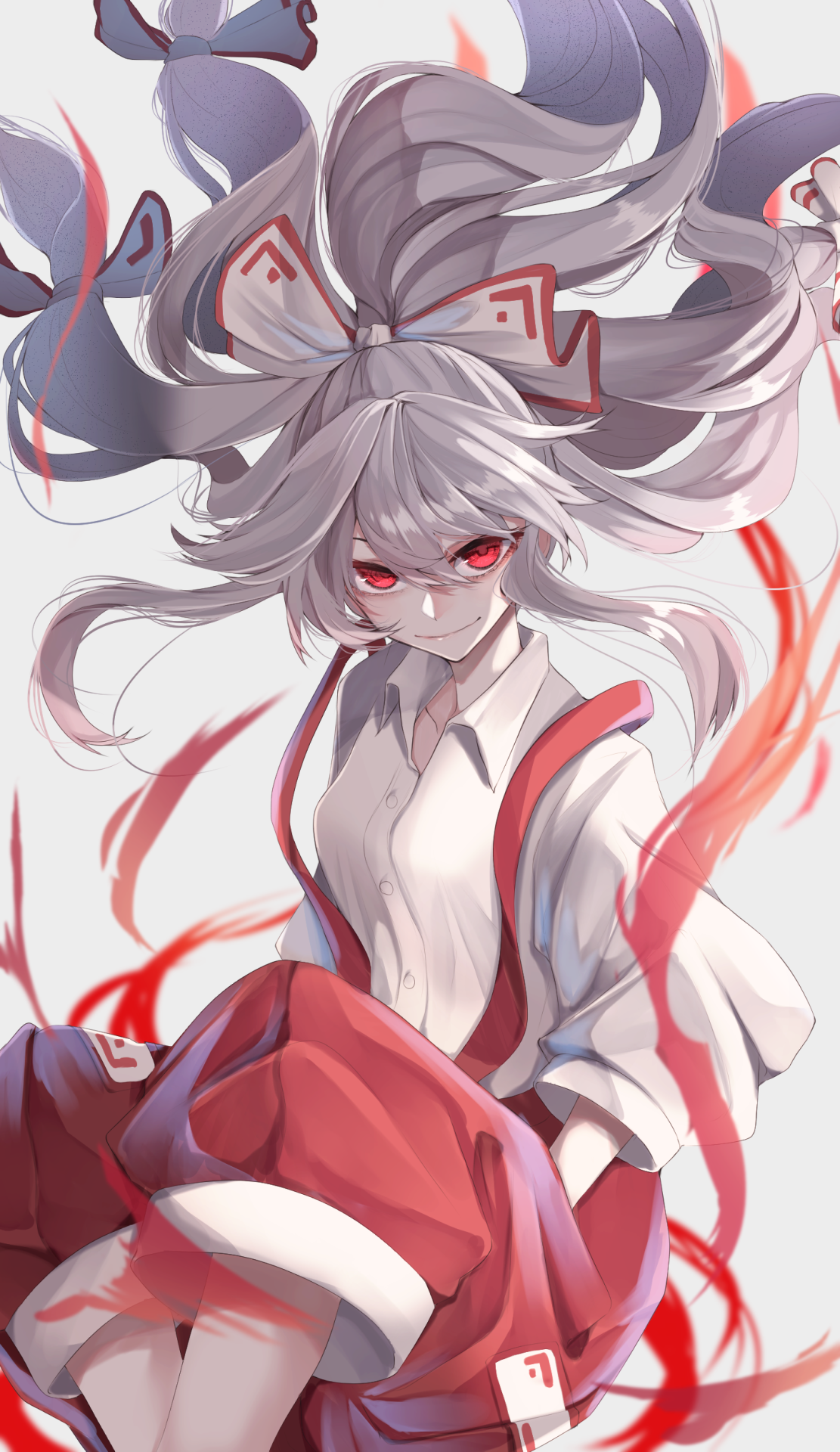 fujiwara no mokou and dante (touhou and 1 more) drawn by shown