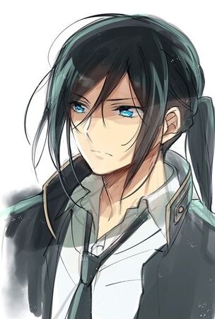 cute anime guy with black hair and blue eyes