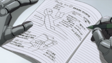 Genes writing his 'training diary'