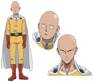 Saitama's hero costume, his "casual" and "serious" faces.