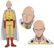 Saitama's hero costume, his "casual" and "serious" faces