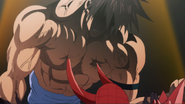 Suiryu repels Choze's horns with his pecs