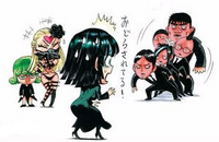 Supersado chibi faisant danser ses esclaves dans les illustrations du tome 12