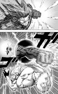 Garou punches Saitama through a portal