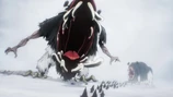 Giant toothed and penguin-like beings