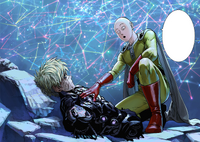 Saitama telling Genos he has become stronger