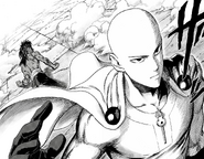 Saitama confronts Bakuzan