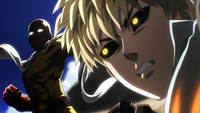 Genos overwhelmed by Saitama