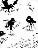 Normal crows transformed into monsters by eating the Beast King's remains