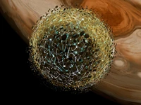 Saitama travelling across a moon at incredibly high speeds.