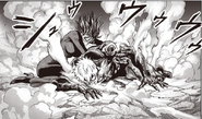 Fubuki stabilizes Genos after suppressing the excessive heat from his system, enabling Genos's internal system to initiate cooldown.