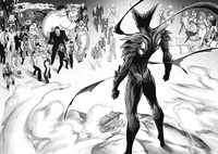 Monster Garou appears before many heroes on the surface