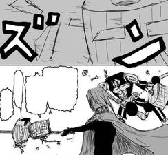 Flashy Flash décapite et embroche Rafale et Flame dans le webcomic.