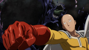 Saitama defeats Vaccine Man in one punch