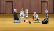 Saitama and Bang playing rock, paper, scissors