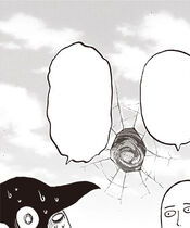 Saitama punching a hole into a spirit realm where nothing is tangible.