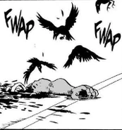 Normal crows eating the Beast King's remains