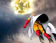 Saitama flying towards the meteor