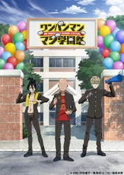 Saitama, Genos and Sonic dressed in school uniform