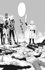 Saitama knocking out the Heavenly Ninja Party.