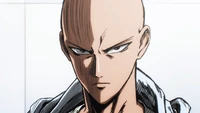 Saitama's serious facial expression often seen when using Killer Move: Serious Series.
