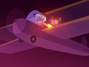 Niko and Cedric in the flying machine