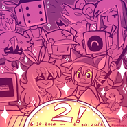 Niko in the poster of the 2nd anniversary of OneShot (Lower-right, near the center)