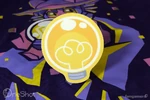A lightbulb figure on the shirt